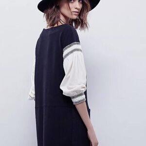 Free People New Romantics Neo Mod Mini Shift Dress Size XS Women's Black Cream